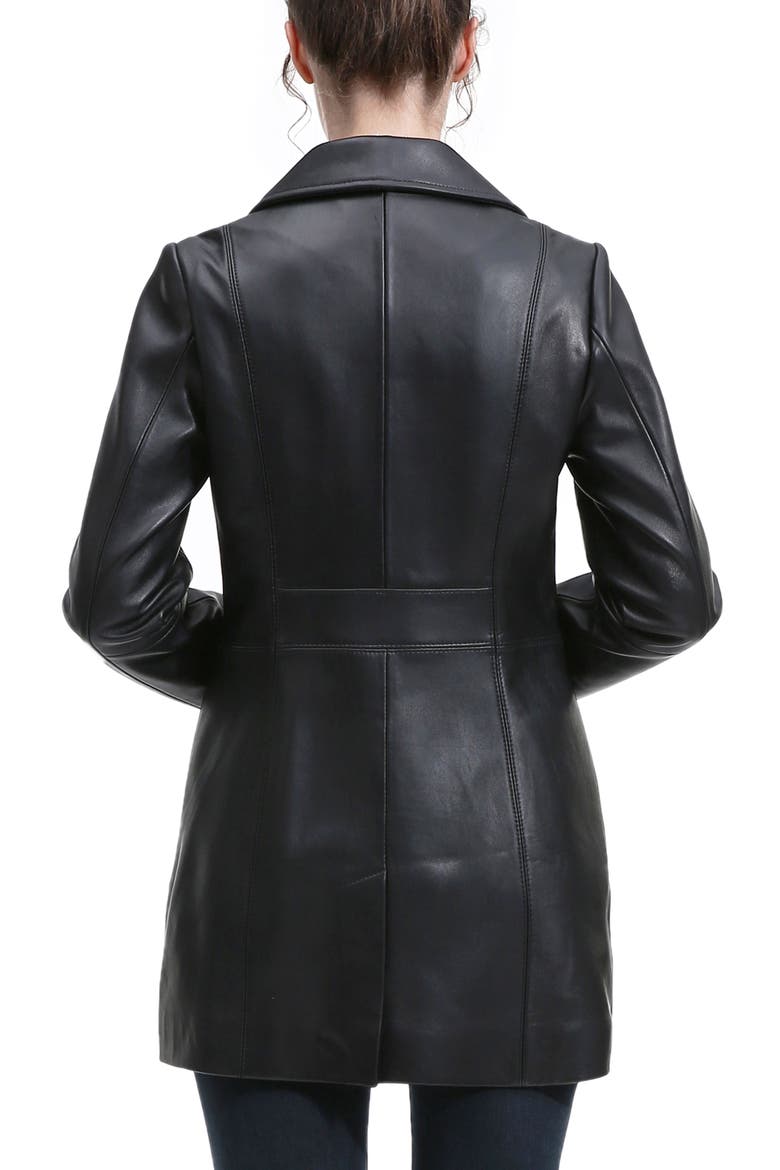Ivy Leather Car Coat, Alternate, color, Black