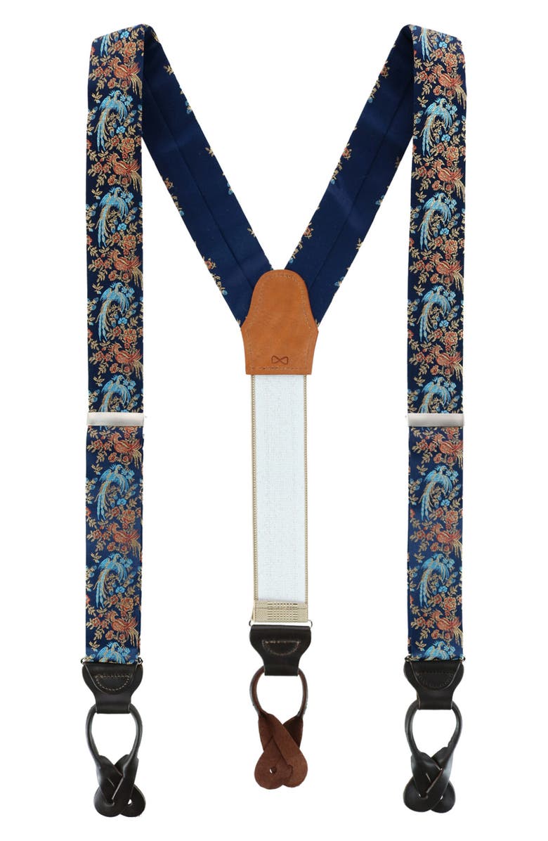 Trafalgar Bird of Prosperity Silk Suspenders, Main, color, 