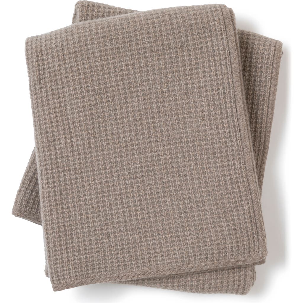 Sofia Cashmere Sienna Waffle Knit Cashmere Throw Blanket In Brown