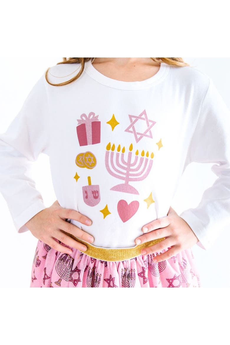 Hanukkah Doodle Long Sleeve Shirt, Alternate, color, White