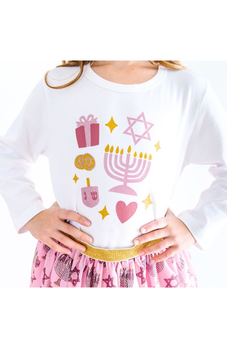 Sweet Wink Hanukkah Doodle Long Sleeve Shirt, Alternate, color, White