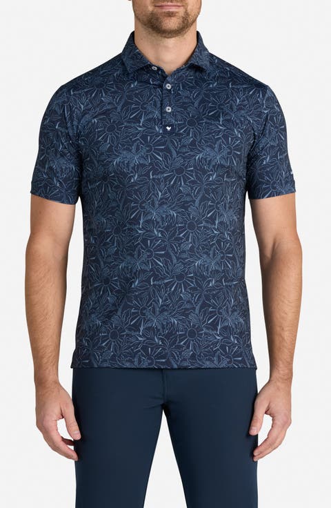 Nocturnal Tango Tropical Print Performance Golf Polo