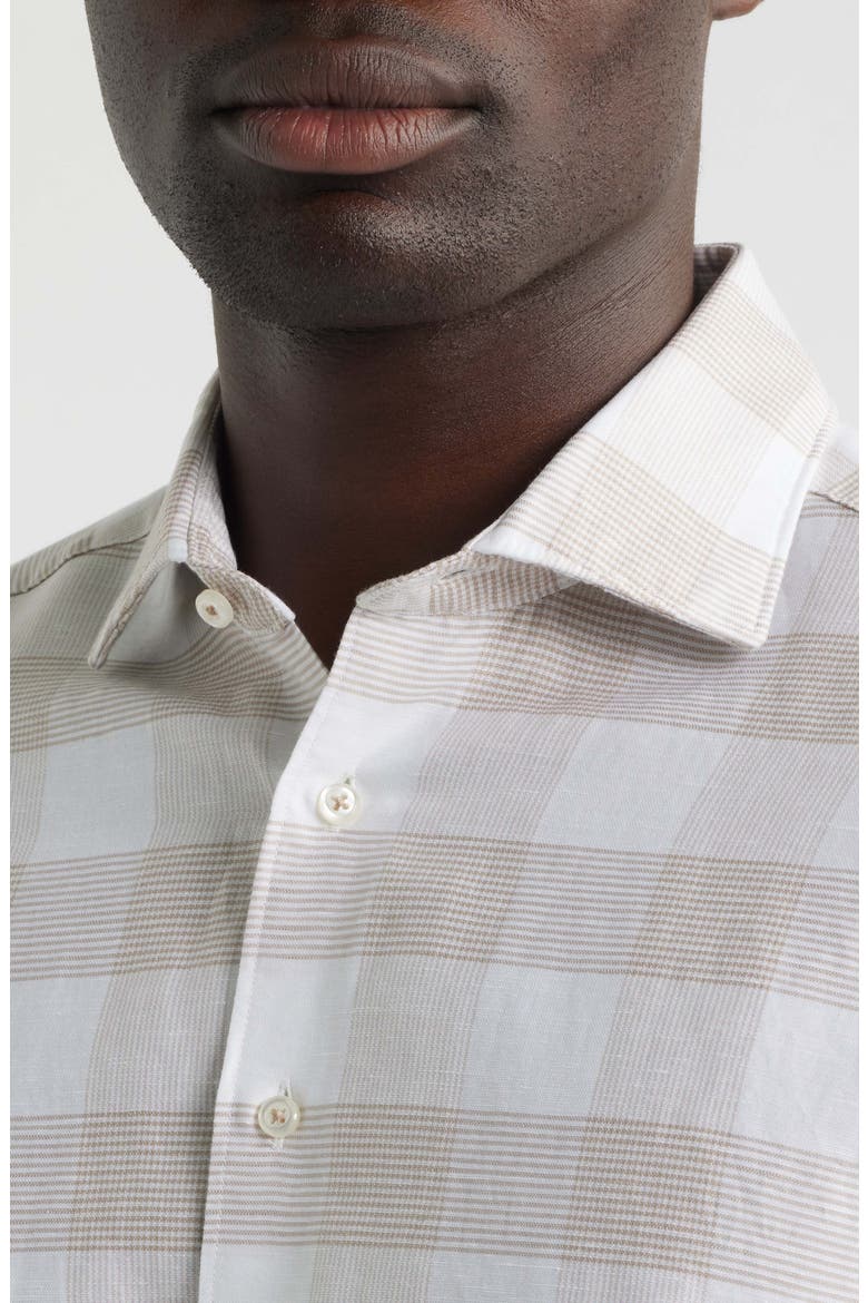 Modern Fit Cotton & Linen Easy-Iron Dress Shirt, Alternate, color, BEIGE