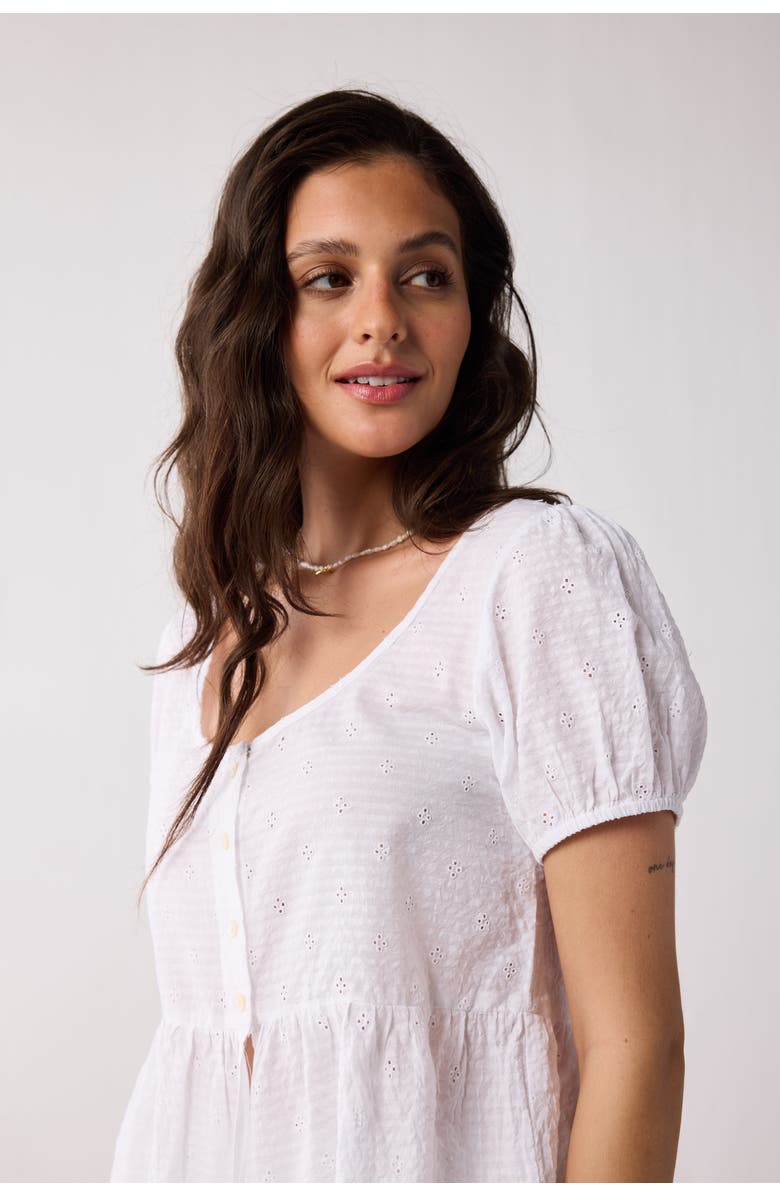 Reistor Peplum Top with Puff Sleeves, Alternate, color, Off White