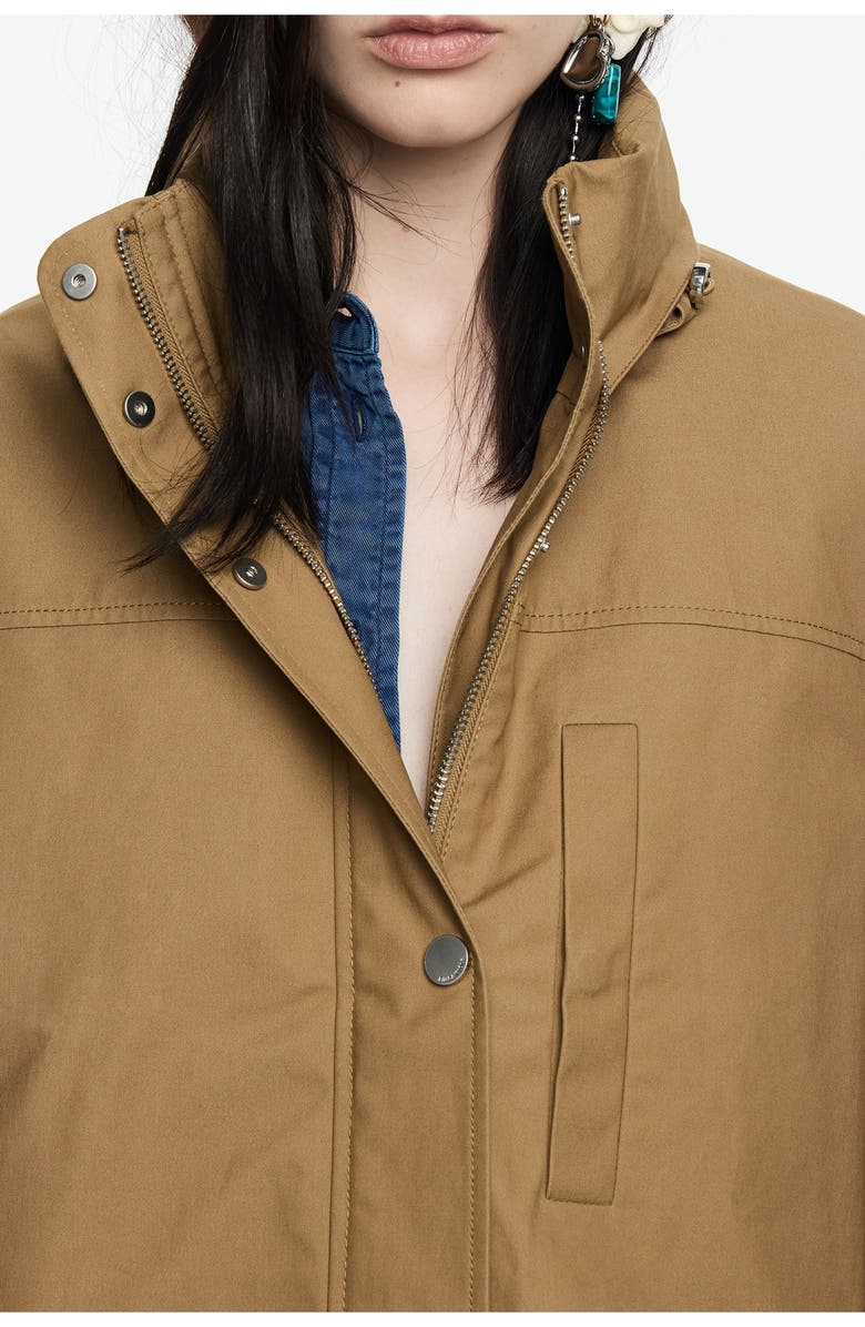 Bimba y Lola Technical Cotton Straight Trench, Alternate, color, Khaki