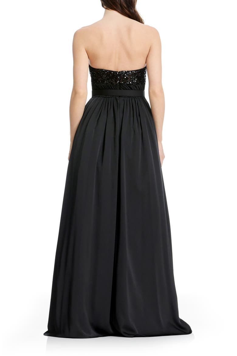 Kristine Sequin Detail Strapless Gown, Alternate, color, BLACK