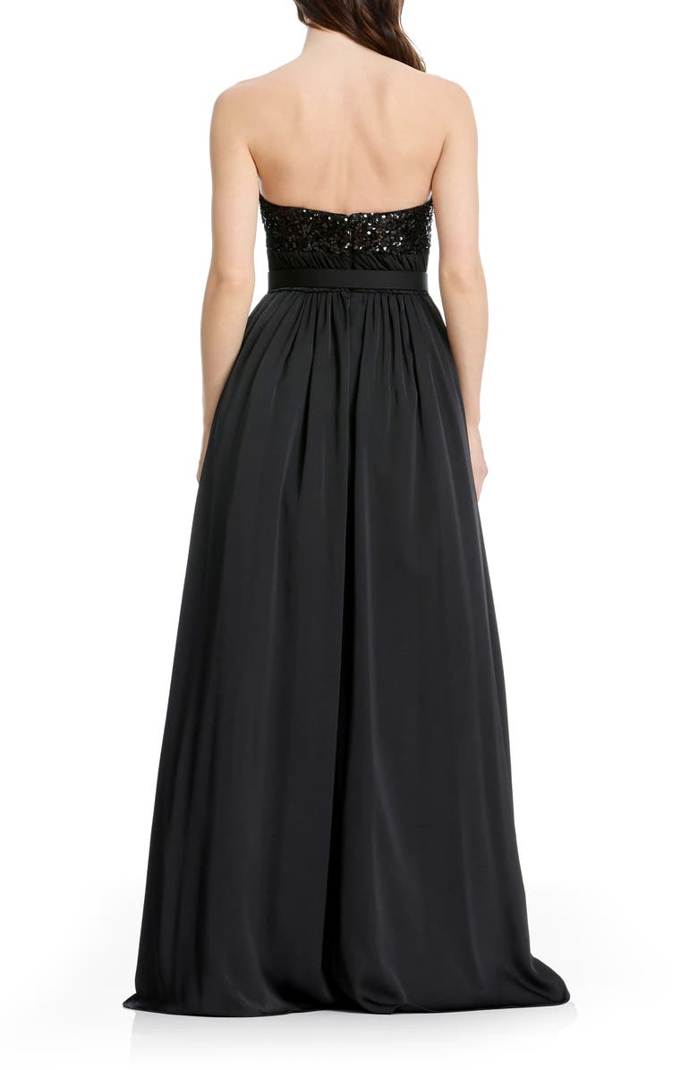 Dress the Population Kristine Sequin Detail Strapless Gown, Alternate, color, Black