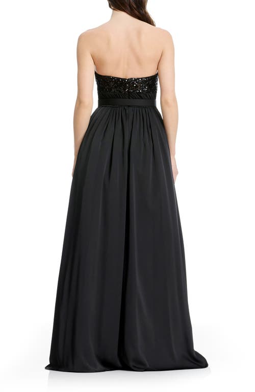 Dress The Population Kristine Sequin Detail Strapless Gown In Black