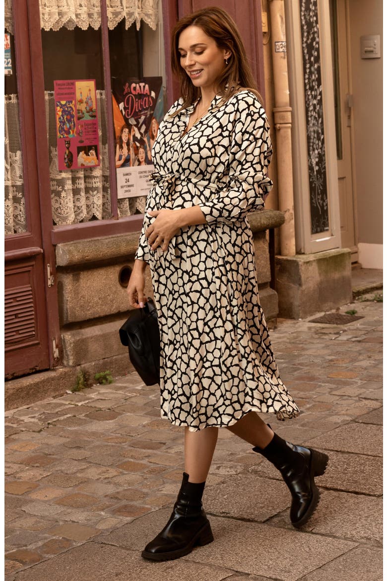 Lina Long Sleeve Maternity/Nursing Shirtdress, Alternate, color, IVORY