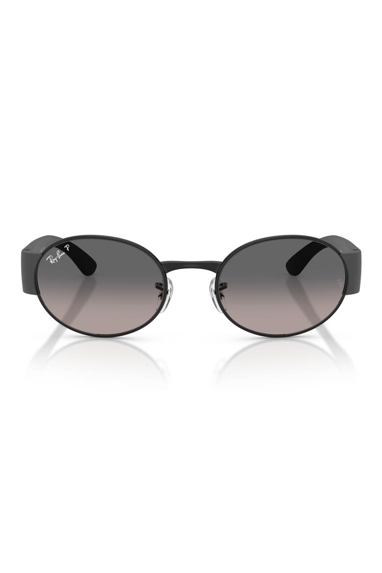 52mm Polarized Gradient Oval Sunglasses, Main, color, BLACK / GREY GRADIENT POLAR