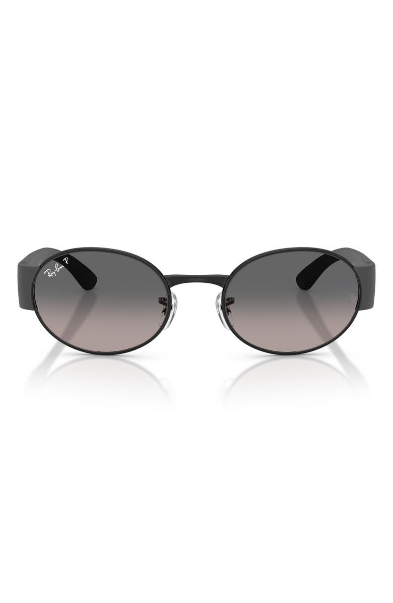Ray-Ban 52mm Polarized Gradient Oval Sunglasses, Main, color, Black / Grey Gradient Polar