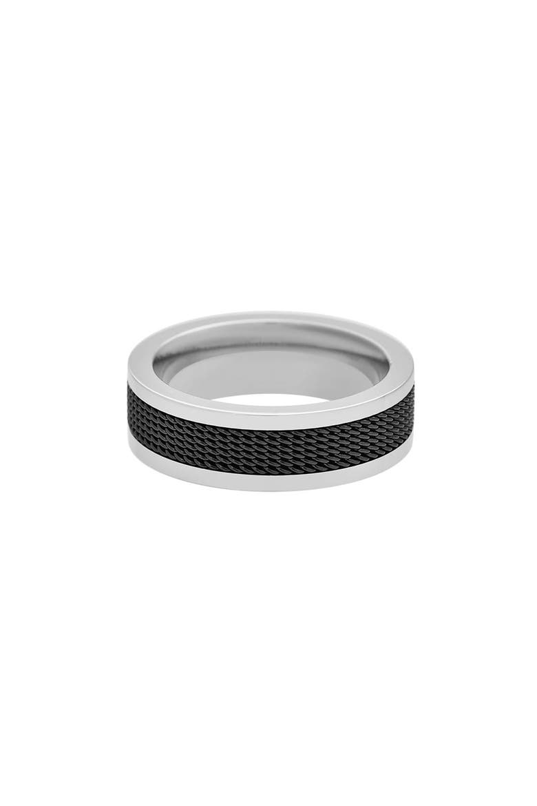 Men's Stainless Steel Mesh Band Ring, Alternate, color, BLACK