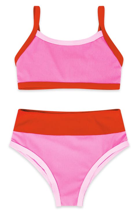 Kids' Retro Ringer UPF 50+ Two-Piece Swimsuit (Little Kid & Big Kid)