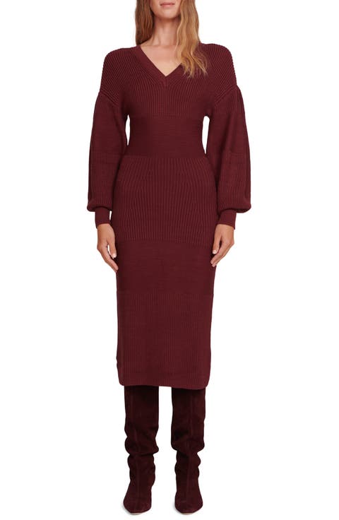 Carnation Long Sleeve Midi Sweater Dress
