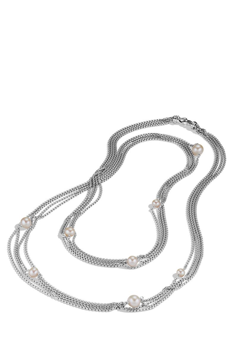 Four-Row Chain Necklace with Pearls, Alternate, color, PEARL