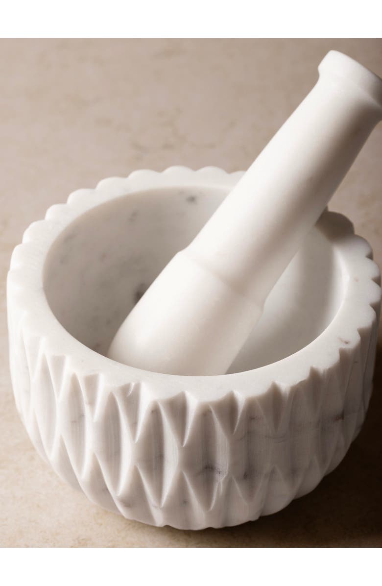 GAURI KOHLI Russell Marble Mortar and Pestle, Alternate, color, Ivory White