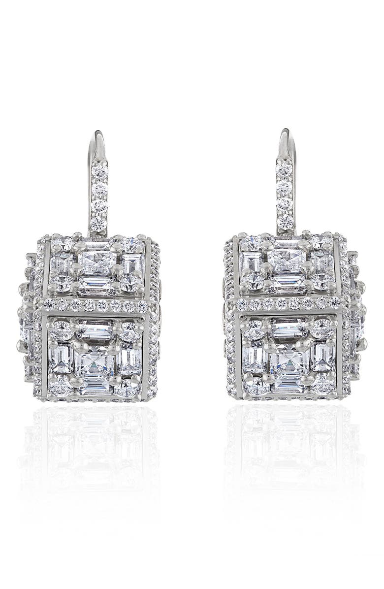 Mindi Mond Clarity 3D Mega Halo Diamond Drop Earrings, Main, color, 18K White Gold