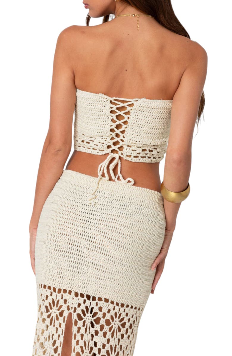 EDIKTED Ida Crochet Tube Top, Alternate, color, Cream