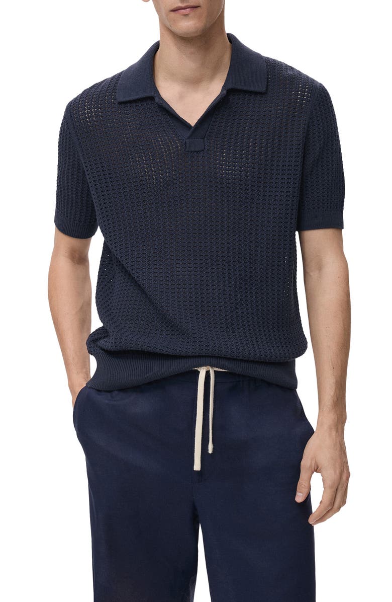 MANGO Open Stitch Cotton Blend Polo, Main, color, 