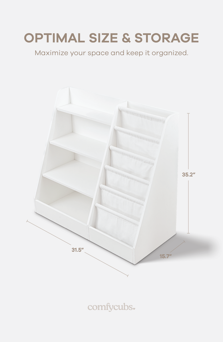 Comfy Cubs Kids Bookshelf, Alternate, color, White