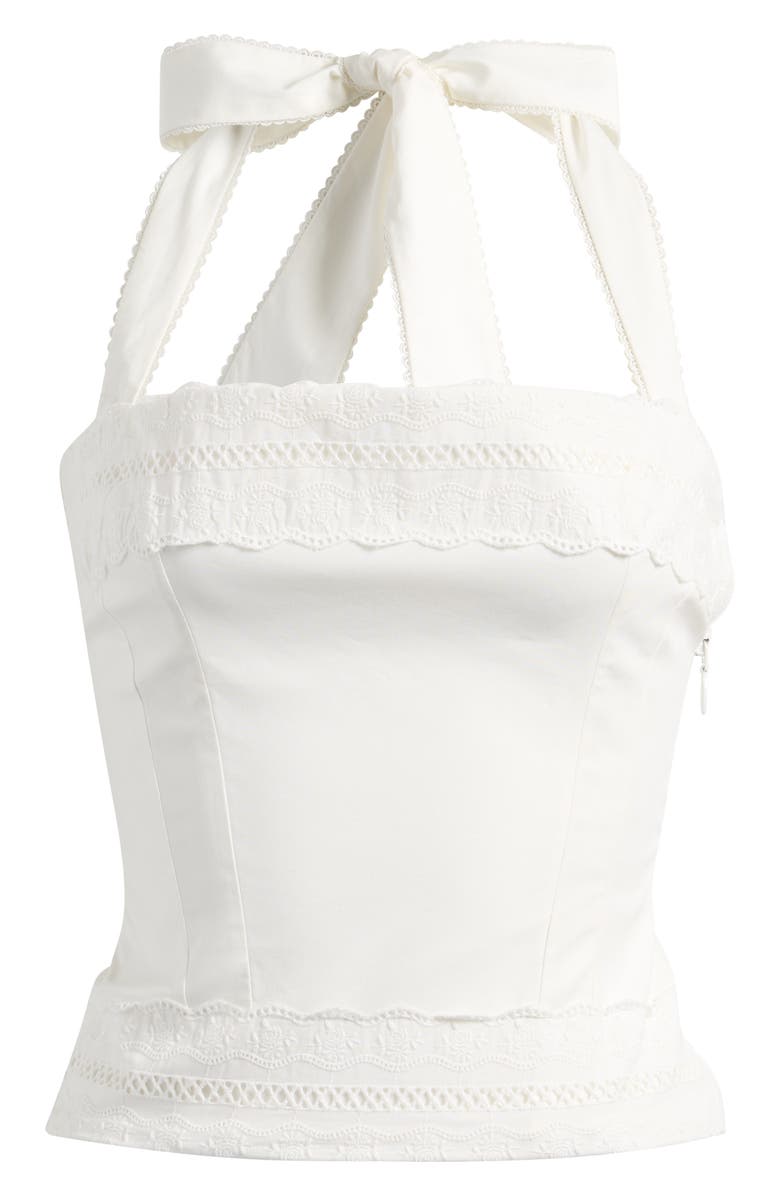 HOUSE OF CB Cosette Halter Neck Crop Top, Alternate, color, White