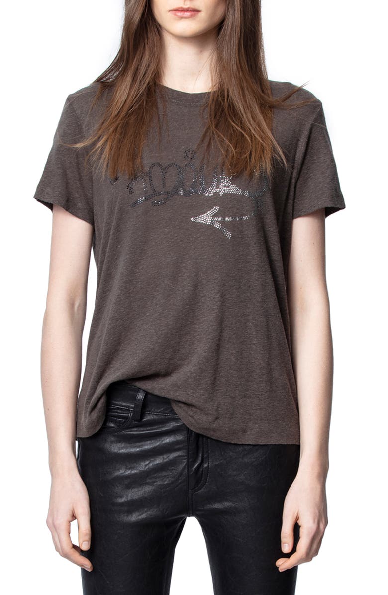 Zadig & Voltaire Azedi Strass Tee, Main, color, 