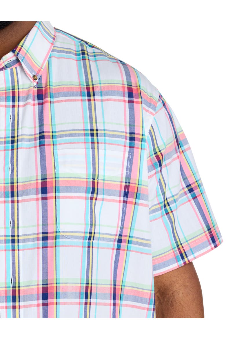 Big & Tall Easy-Care Large Plaid Sport Shirt V3, Alternate, color, WHITE