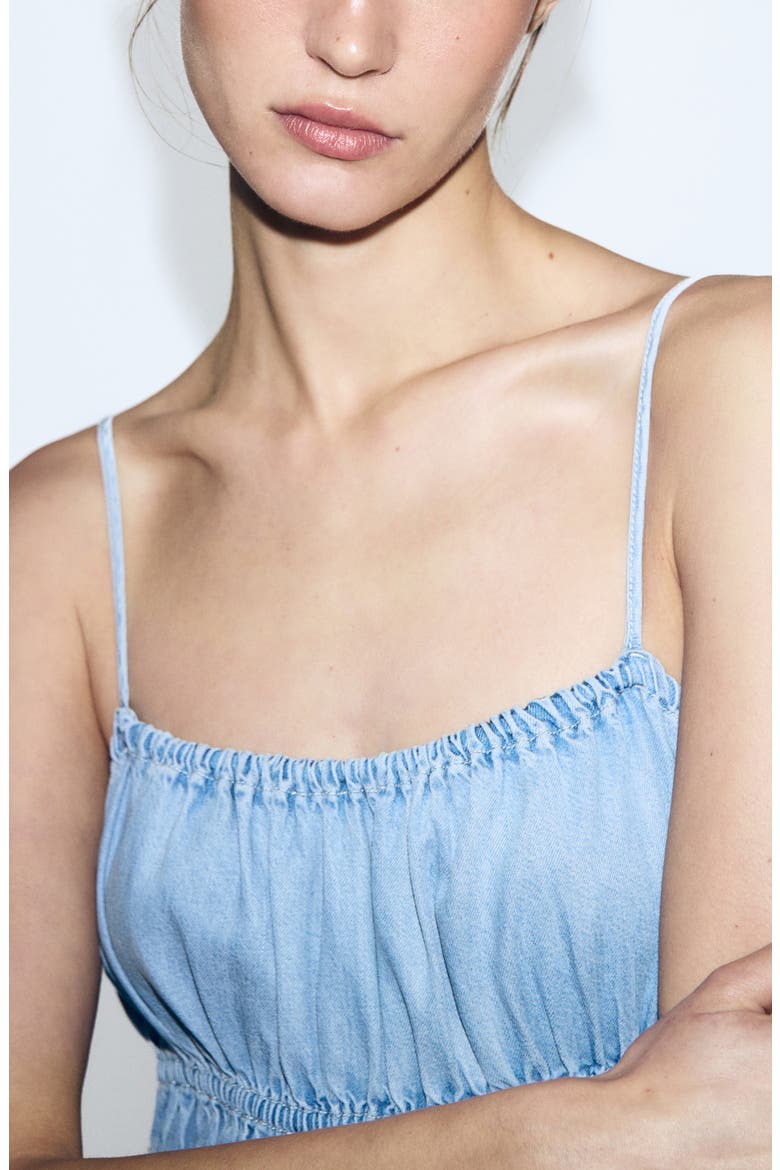 Gathered Waist Denim Maxi Dress, Alternate, color, LIGHT BLUE