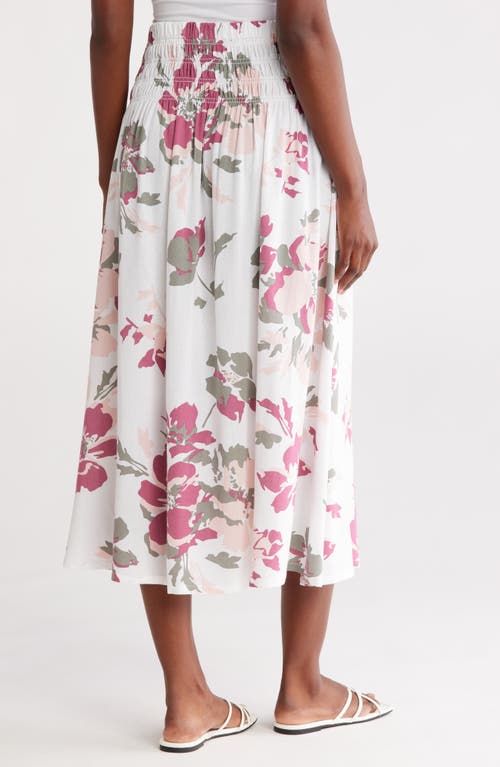 Ellen Tracy Smocked Waist Flared Midi Skirt