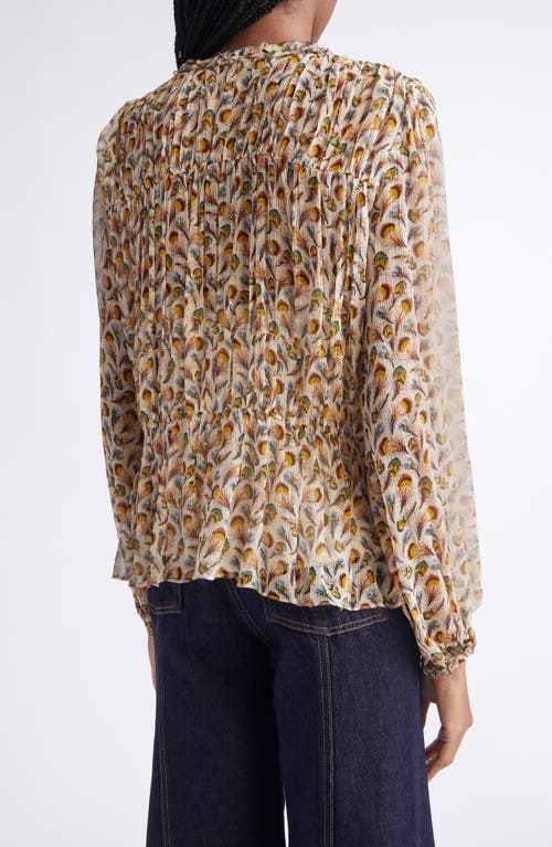 Ulla Johnson Robbie Silk Long Sleeve Front Tie Blouse Swan In Multi
