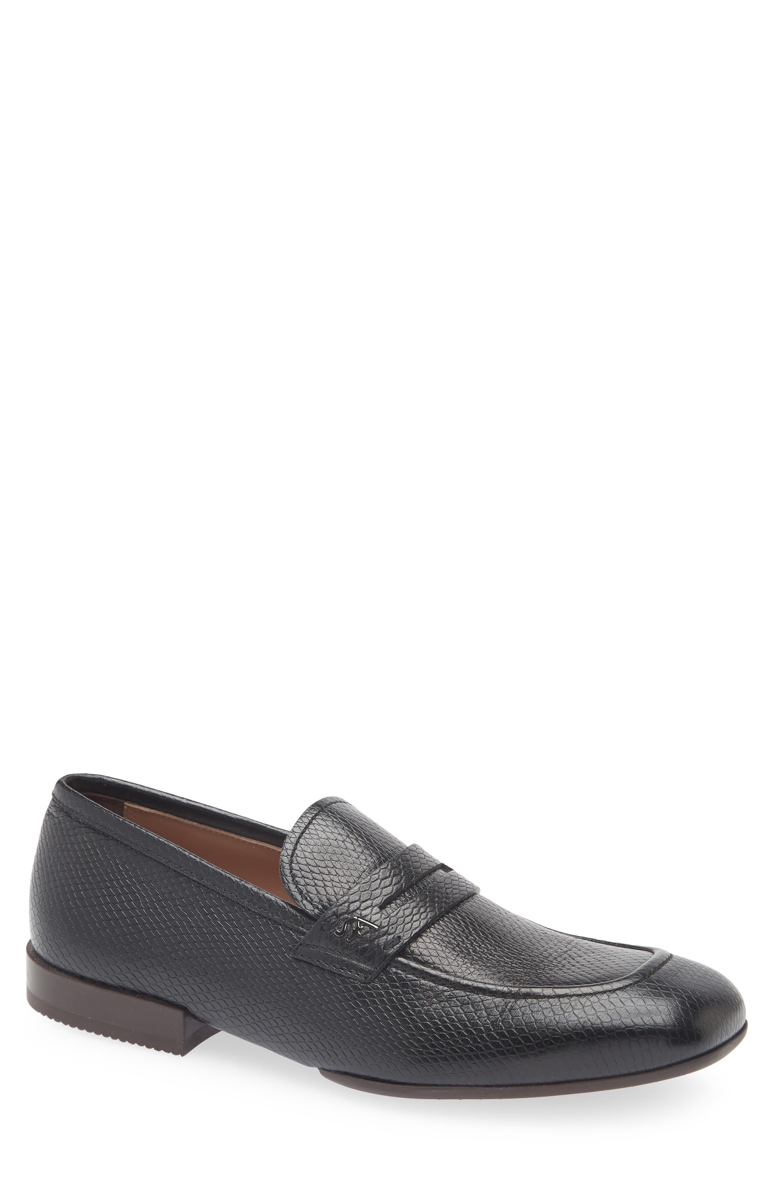 FERRAGAMO Snake Embossed Penny Loafer, Main, color, 