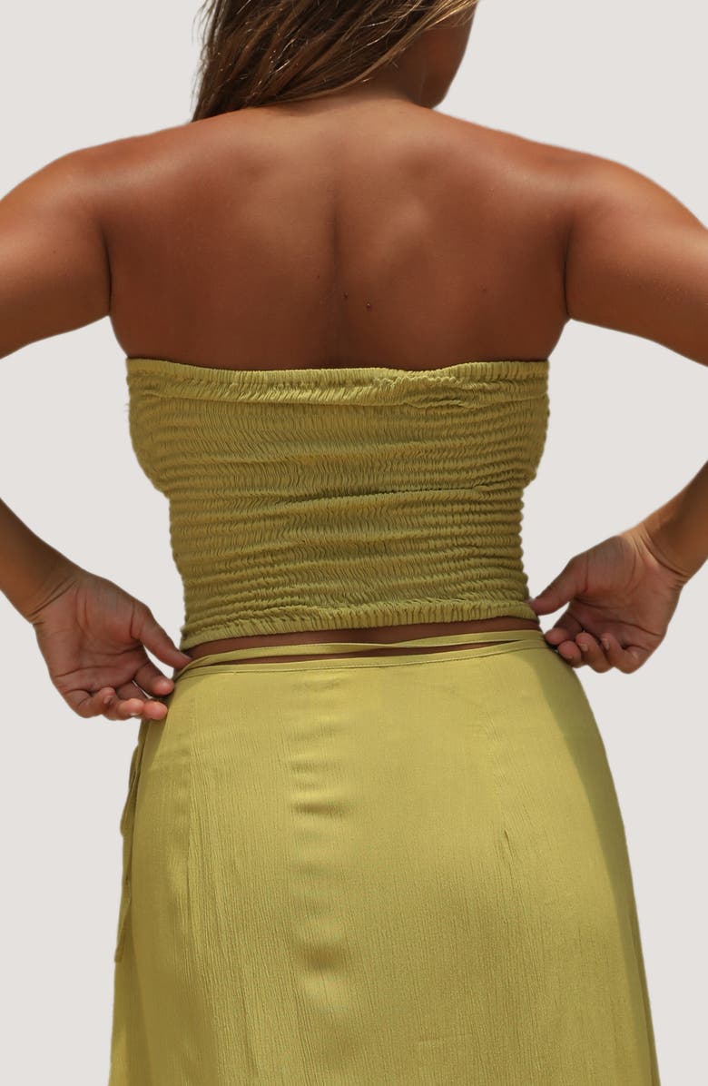 Stone Fox Swim Coco Smocked Crop Tube Top, Alternate, color, Soft Sage