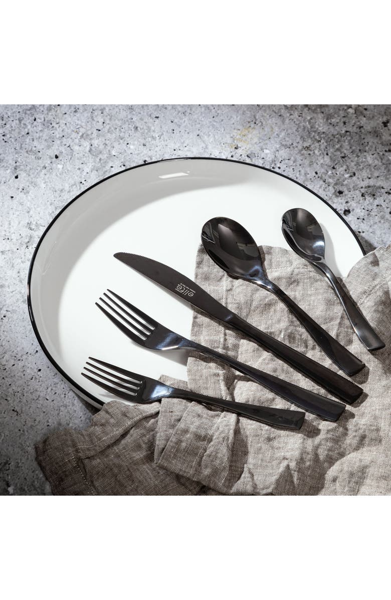 Gibson Elite Holland Road 20 Piece Black Stainless Steel Flatware Set, Alternate, color, Black