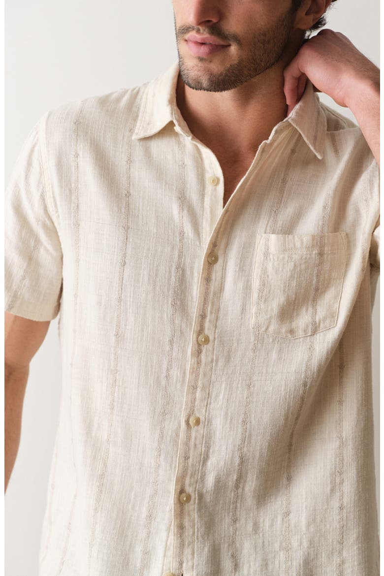 Selvage Short Sleeve Button Up Shirt, Alternate, color, CREAM EMBROIDERY