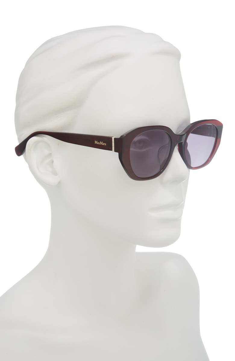 Max Mara 54mm Round Sunglasses, Alternate, color, Shiny Bordeaux / Smoke