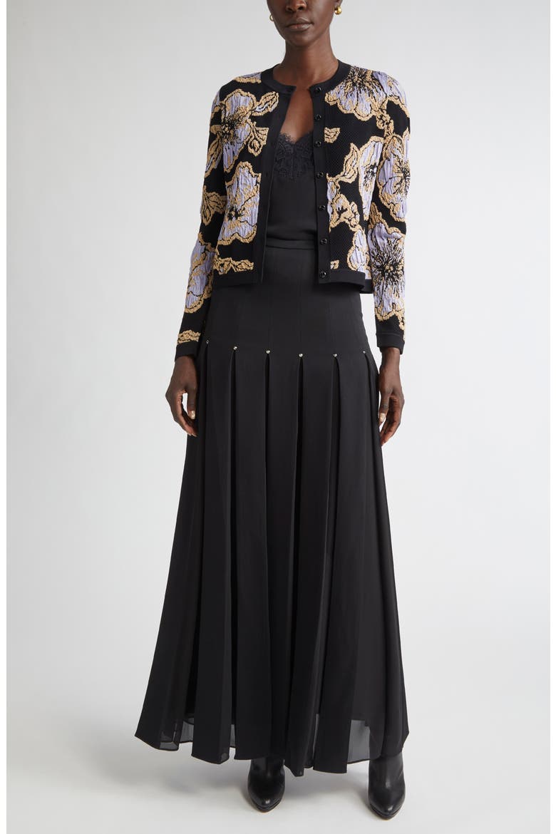 Floral Jacquard Cardigan, Alternate, color, BLACK/ HYDRANGEA MULTI