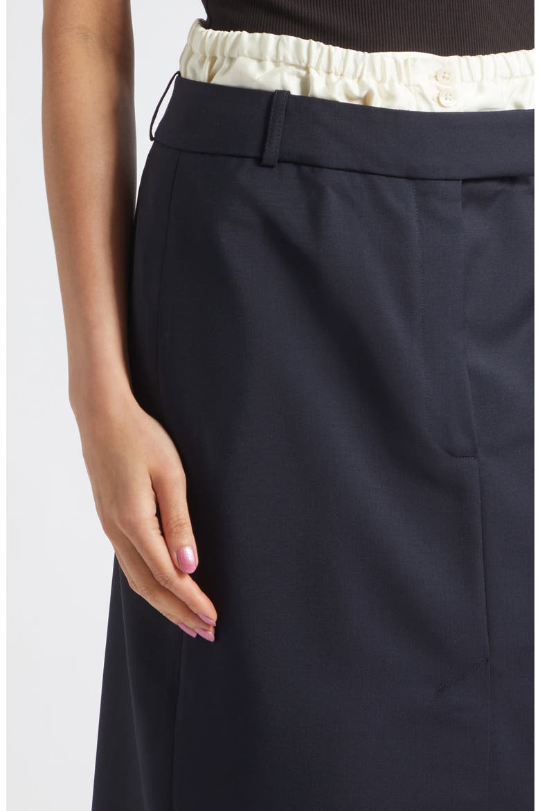 Boxer Detailed Virgin Wool & Mohair Pencil Skirt, Alternate, color, NAVY