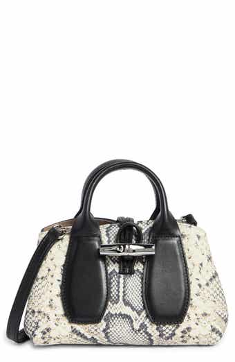 Extra Small Roseau Snakeskin Print Leather Top Handle Bag