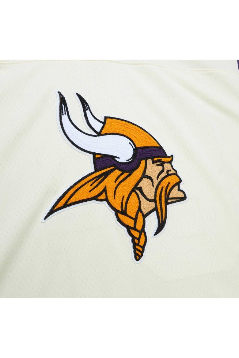 Men's Mitchell & Ness Randy Moss Cream Minnesota Vikings Chainstitch Legacy Jersey, Alternate, color, Cream