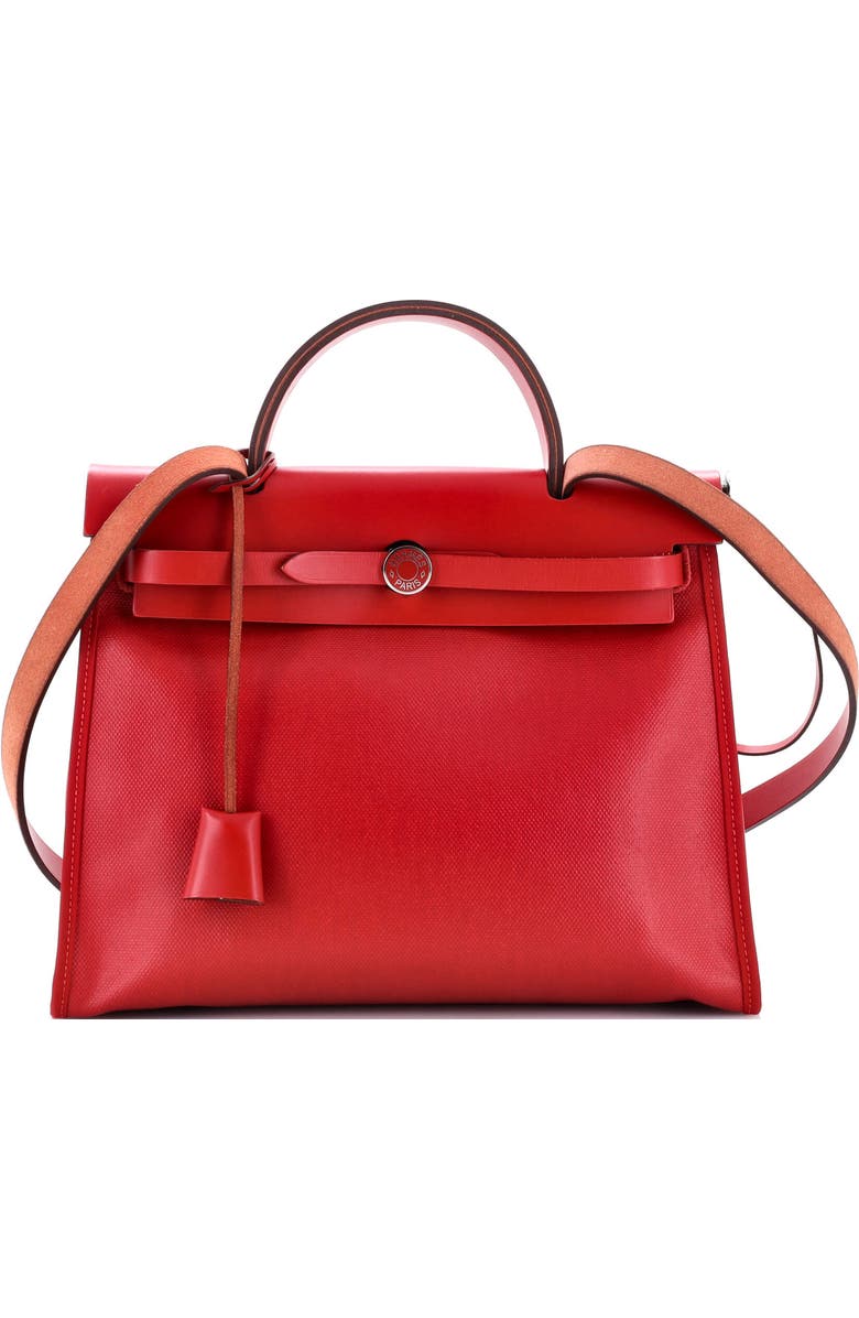 Pre-Owned Hermes Herbag Zip Berline Vache Canvas and Leather 31, Main, color, Rouge Piment