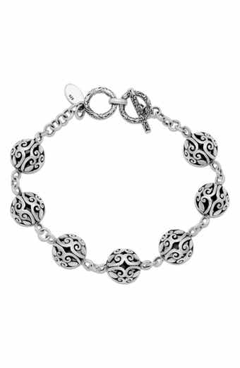 Sterling Silver Filigree Ball Toggle Bracelet