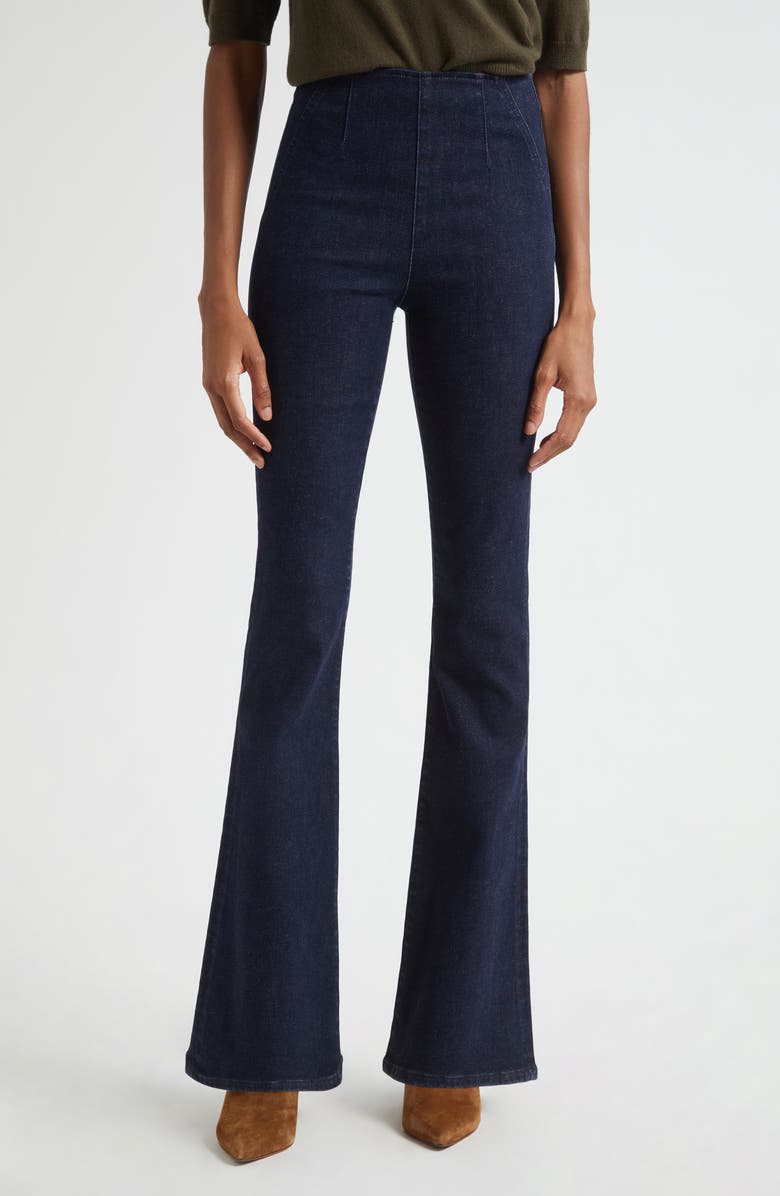 Veronica Beard Beverly Off-Duty High Waist Flare Jeans, Main, color, Oxford