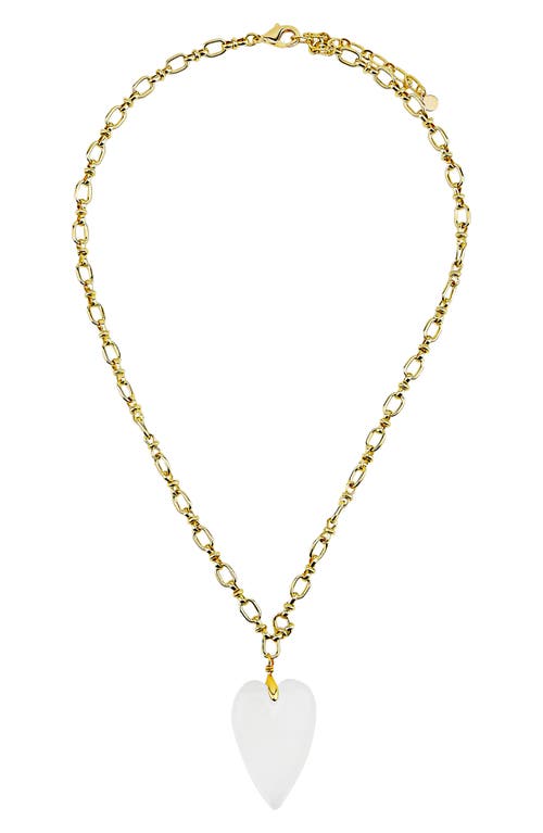 Panacea Stone Heart Pendant Necklace In White