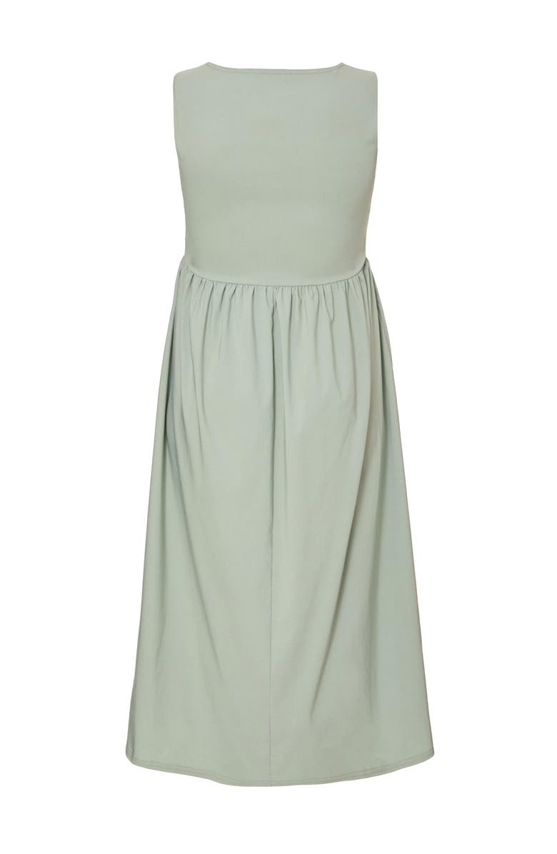 QUIZ Plus Size Bengaline Drop Waist Maxi Dress, Alternate, color, Sage