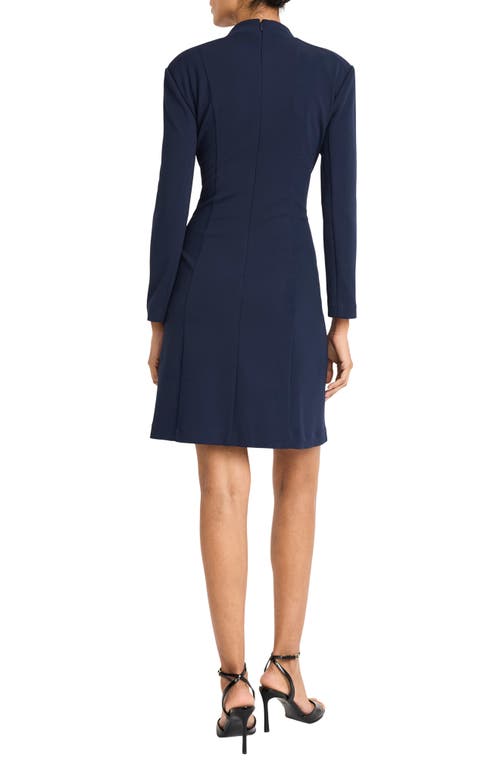 Maggy London Long Sleeve Tuxedo Dress In Blue