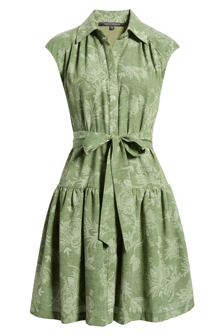 Floral Cap Sleeve Shirt Dress, Alternate, color, GREEN MULTI