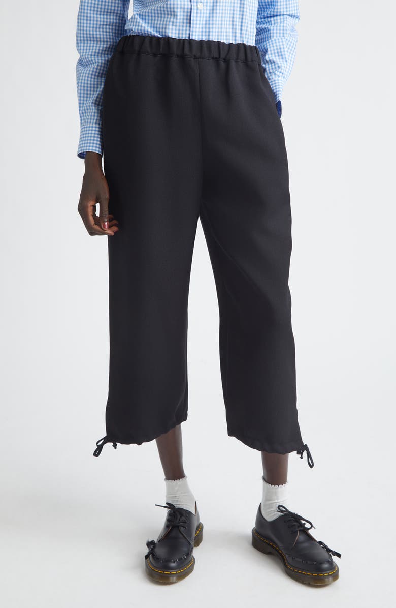 Comme des Garçons Girl Crop Gabardine Wide Leg Pants, Main, color, Black