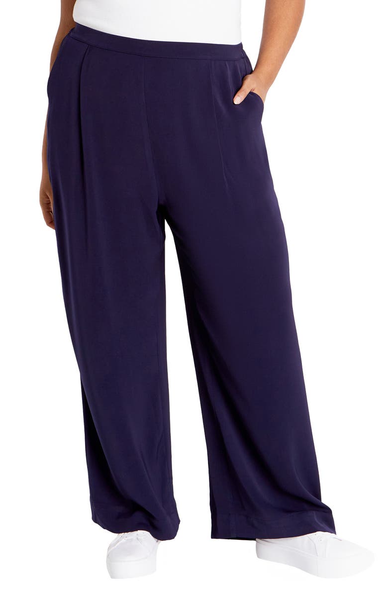 City Chic Brigitta Pull-On Wide Leg Pants, Main, color, Navy
