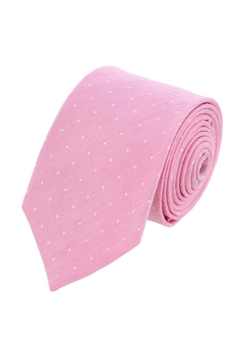 Churchill Chambray Polka Dot Necktie & Gatsby Silk Pocket Square Bundle, Alternate, color, Pink & White