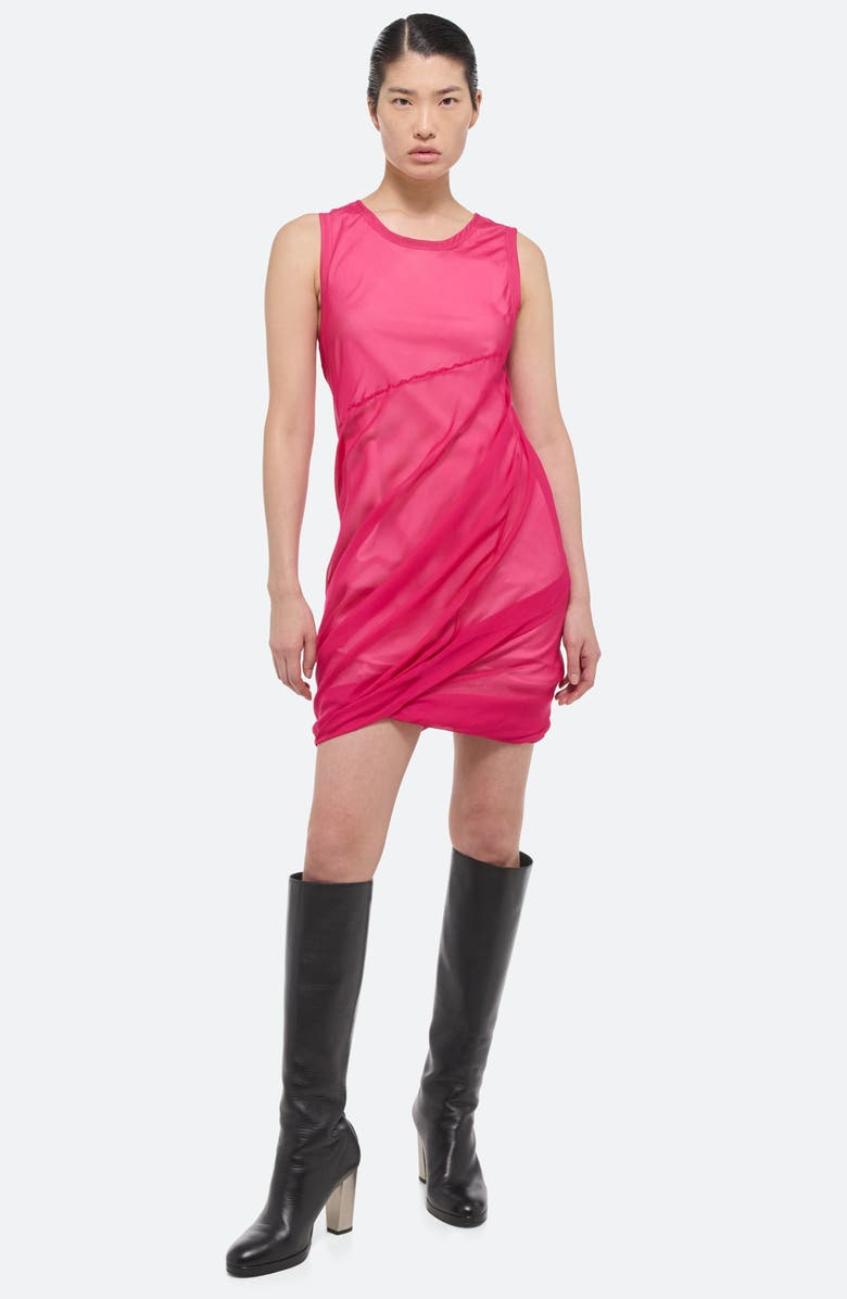 Helmut Lang Sleeveless Bubble Hem Silk Dress, Alternate, color, Fuschia